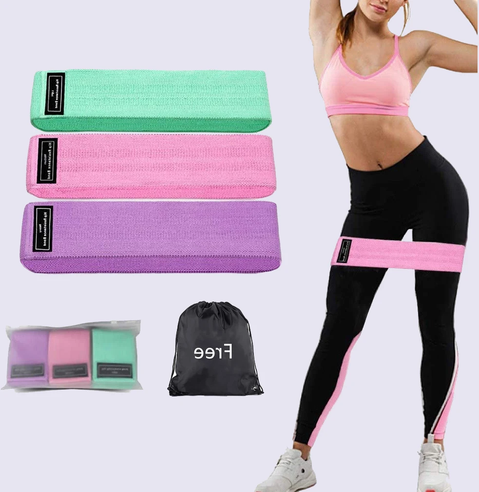 

Hot Sale Custom Logo Gym Fabric Fitness Resist Loop Workout Yoga Hip Elastic Exercise Resistance Band Set