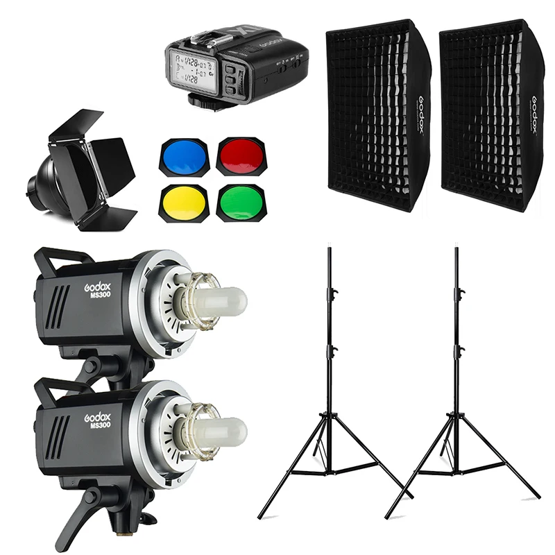 

inlighttech Godox MS300 600Ws 2x 300Ws Photo Studio Flash Lighting,Softbox,280cm Light Stand,Barn Door,Trigger, Other