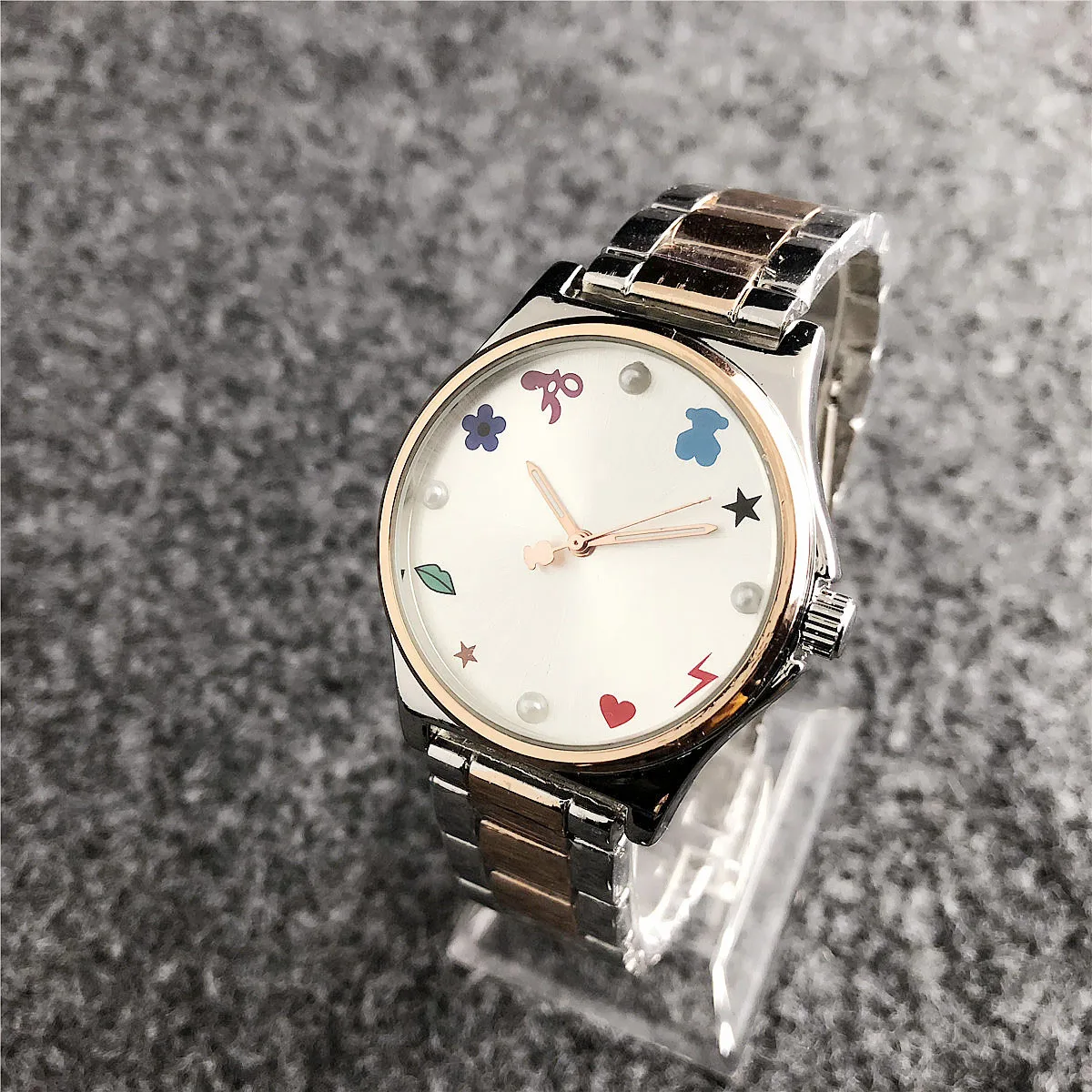 

Well designed alloy watch diamond wristwatches watches with rollexable style japan movement wristwatch for wholesale, Gold