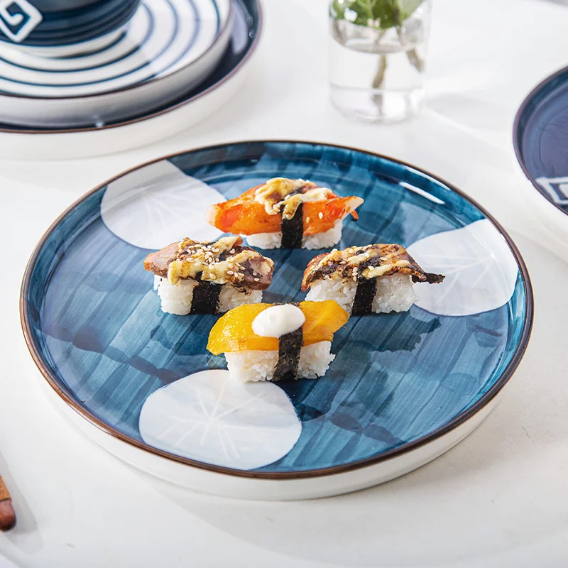 
Japanese style ceramic disc personalized dessert hand painted ceramic disc 
