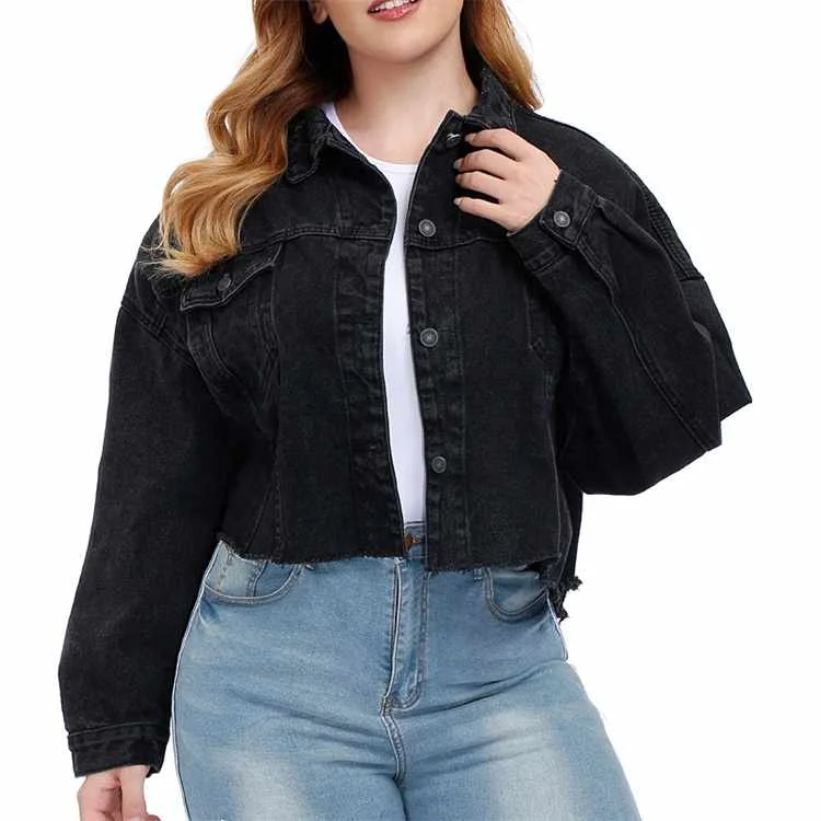 

Fashion High Quality Loose Large Size Short Denim Jacket Cotton Coat Women