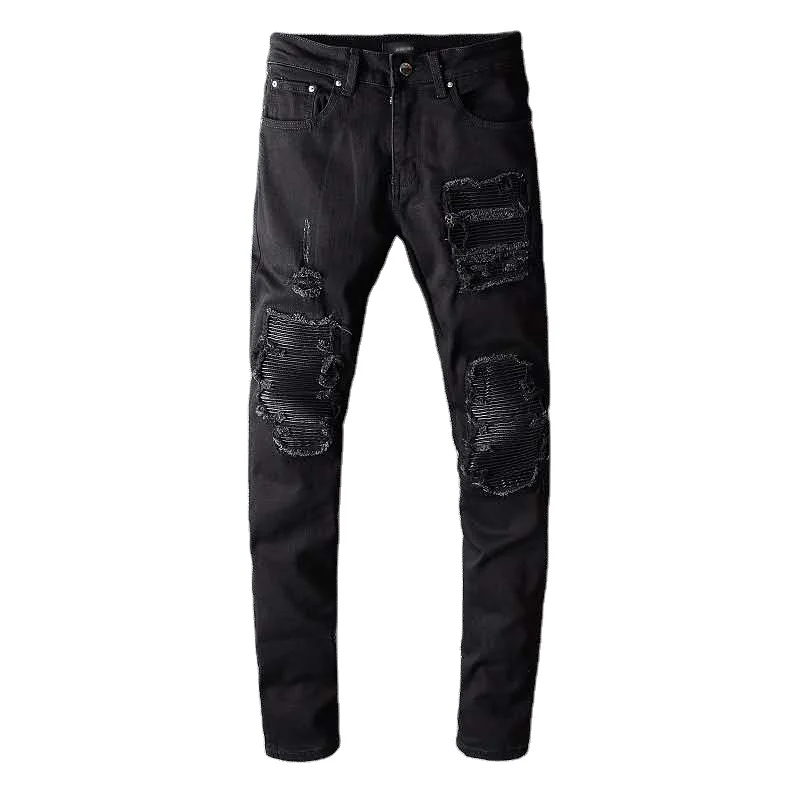 

Low price boys biker distressed damaged patch ripped mens skinny jeans denim pent, Picture