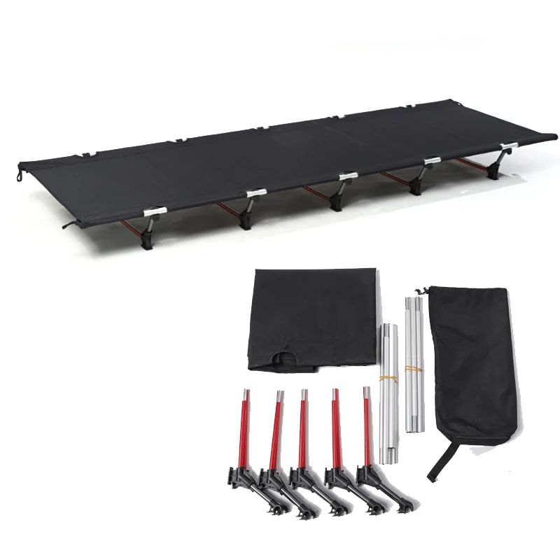 

Outdoor Portable Lightweight Single Folding Beach Bed Camping Equipment Cot Folding Single Bed
