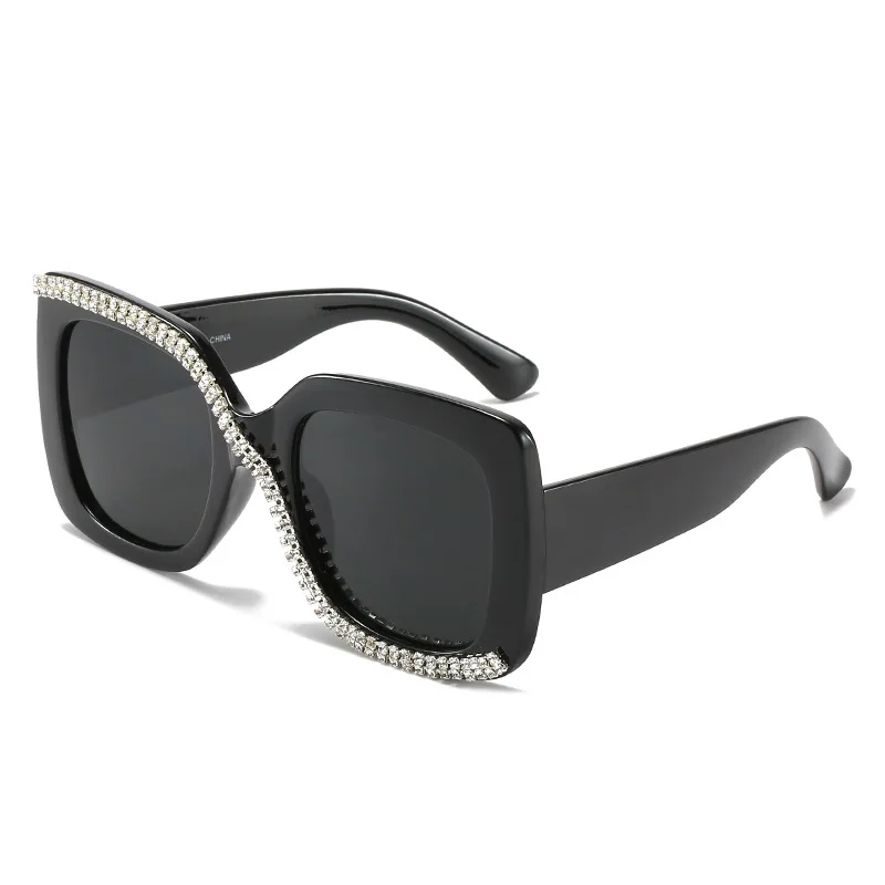 

2021 Luxury Unique Diamond Square Rhinestone Oversized Glasses Shades Sunglasses