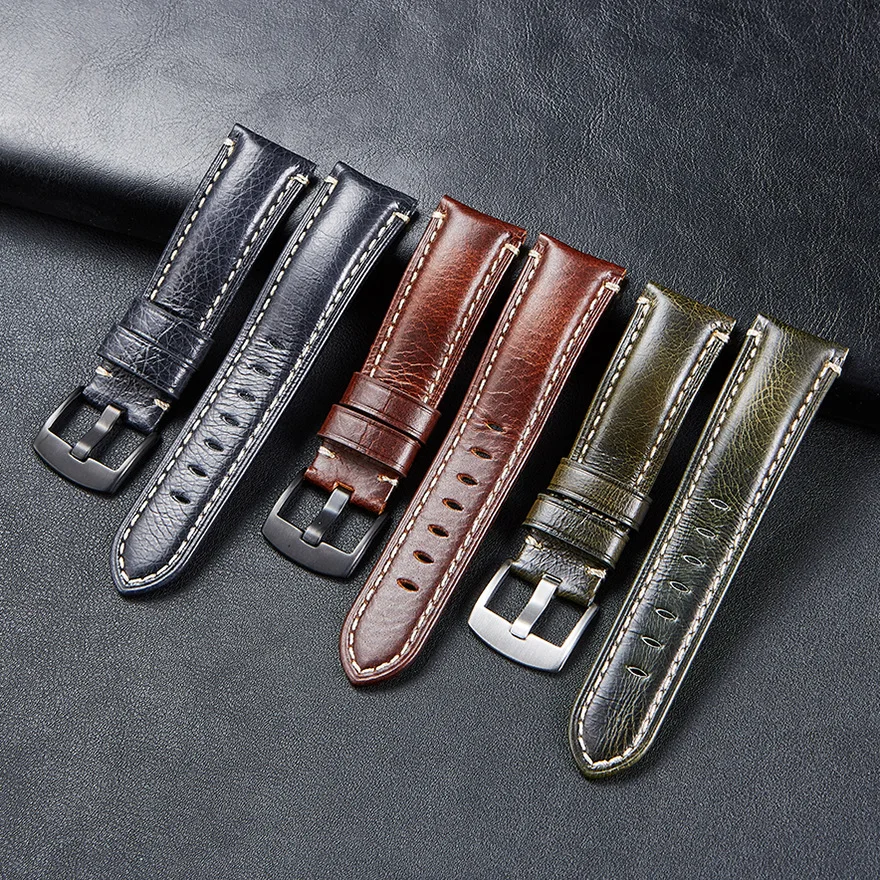 

Premium 20mm 22mm 24mm 26mm Men Custom Watchband Quick Release Calf Genuine Leather Watch Band Strap, Optional