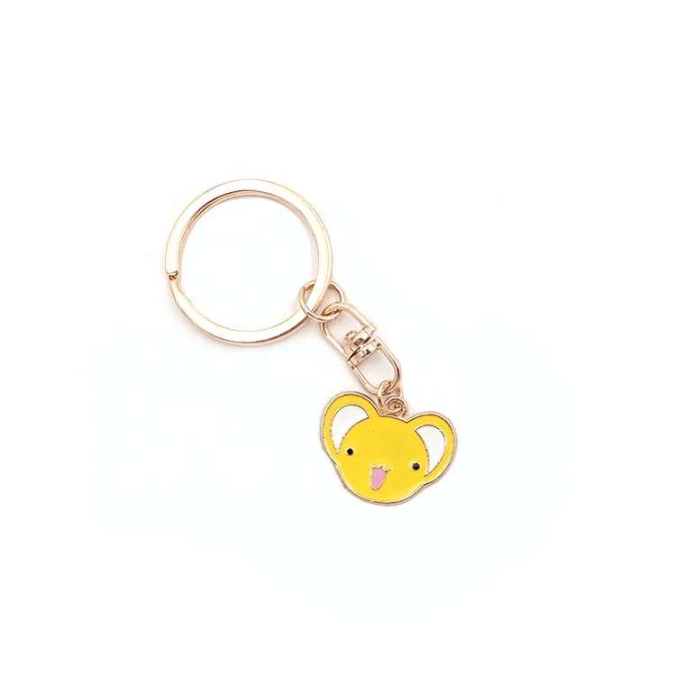 

Promotional Customized Logo Heart Shape gold plating Cartoon shape cute Yellow Keychain, Green