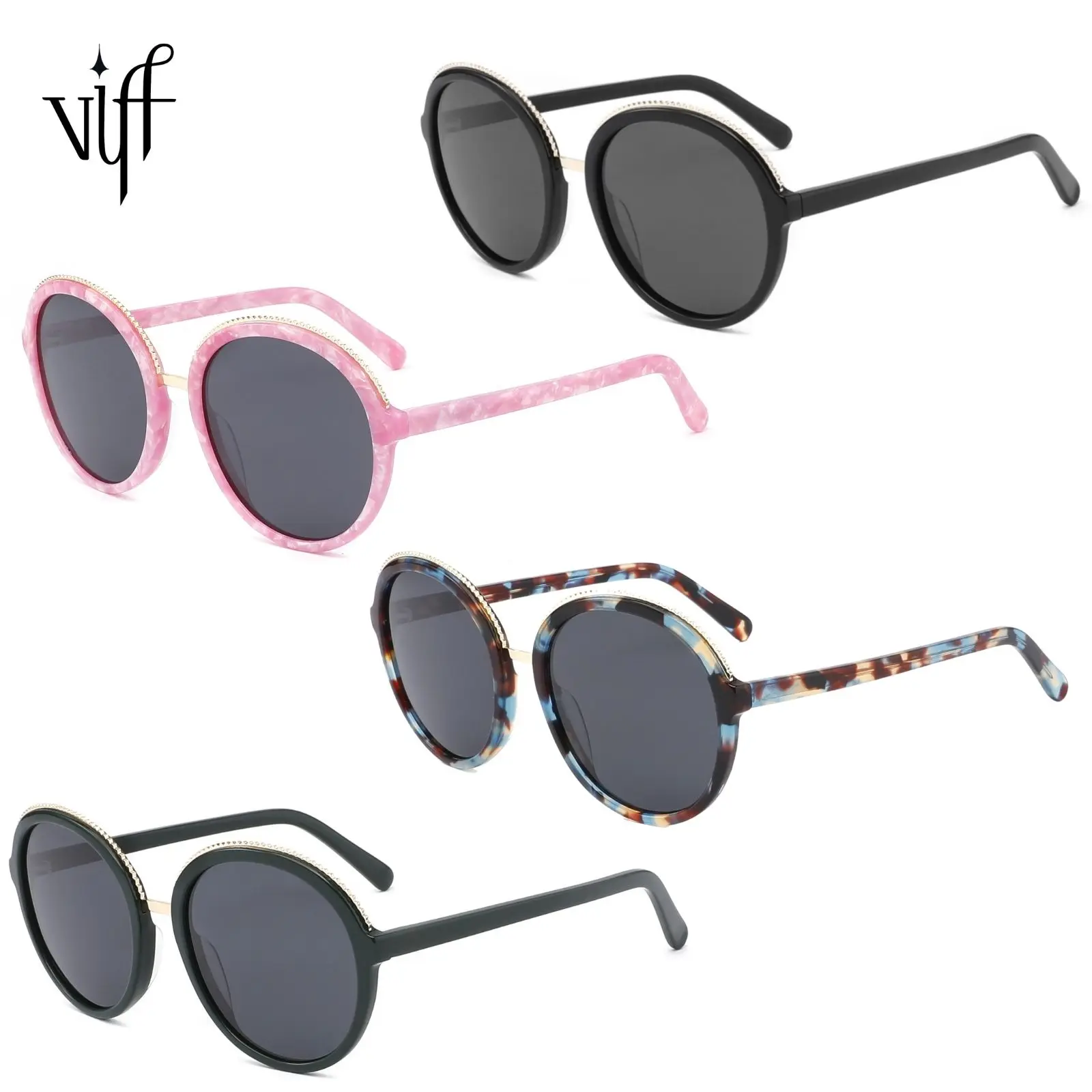 

VIFF HA1042 High End Acetate Round Frame Handmade Eyeglasses Womens High Quality Manufactures Fashion Sunglasses 2021