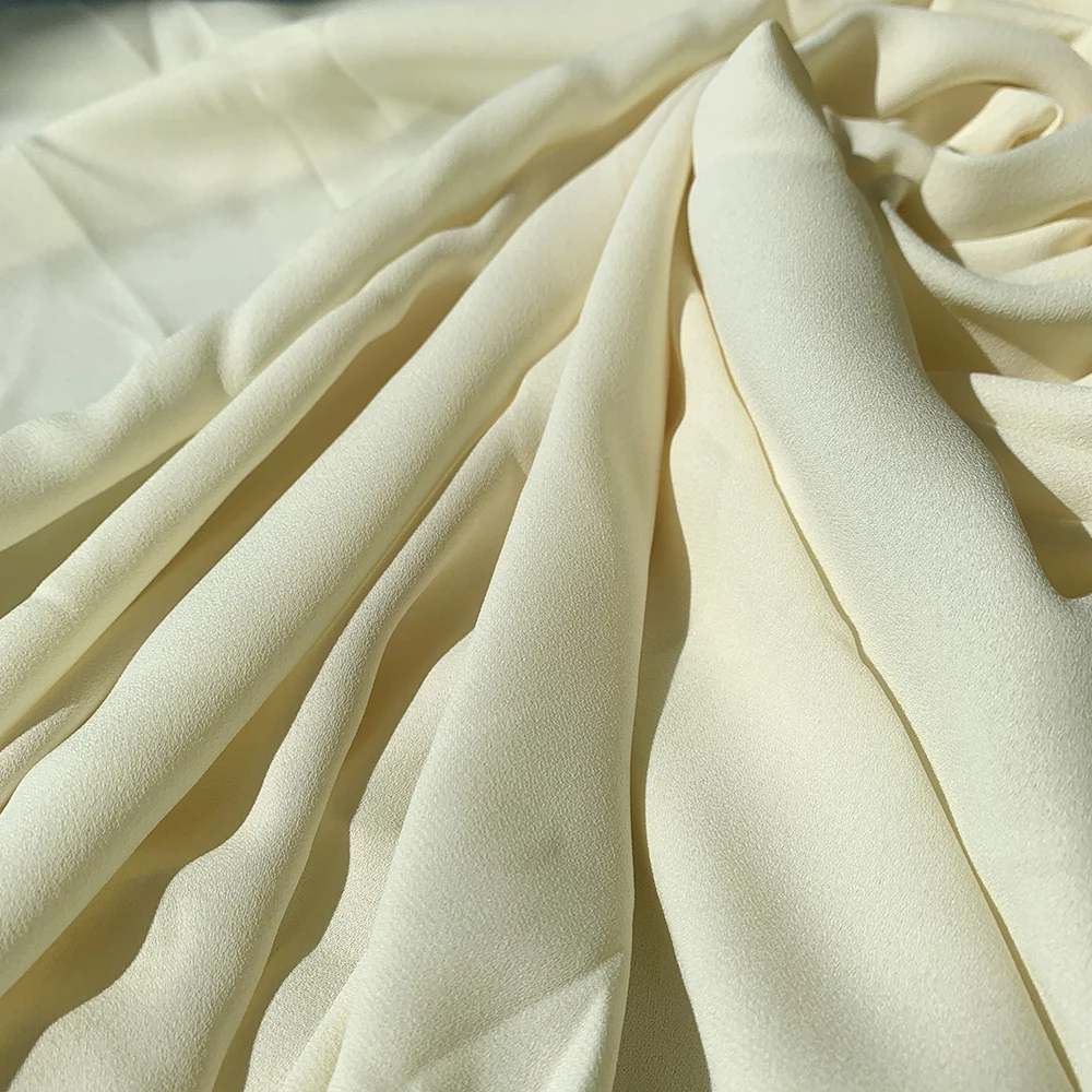 Wholesale soft satin stretch plain polyester chiffon crepe fabric for clothes