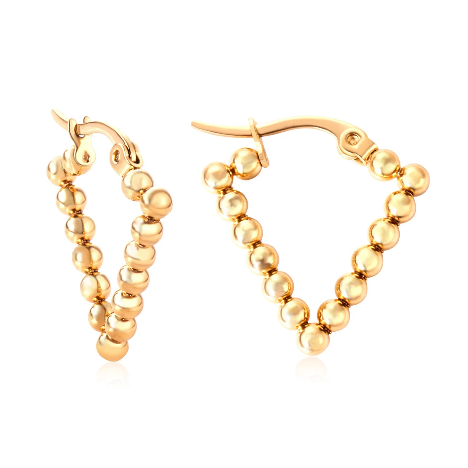 

Wholesale High Quality Stainless Steel Gold Ball Hoop Earrings, Gold/silver available