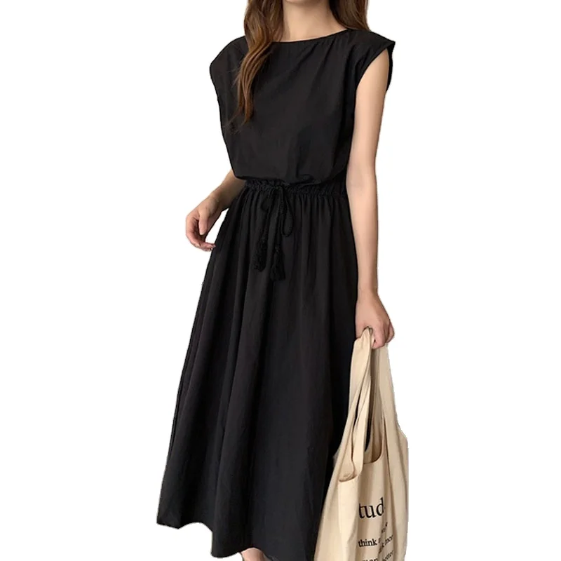 

HAY725040 Literary big swing skirt 2021 summer new style can be waist loose large size cotton and linen dress