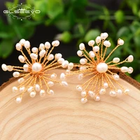 

GLSEEVO Natural Fresh Water Pearl Stone Handmade Flower Stud Earring For Women Flower Stud Earrings Luxury Fine Jewelry GE0592