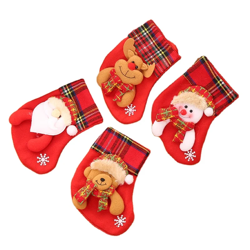 

Christmas Fabric Hanging Decorations Small Christmas Stocking Christmas Decor Christamas Decoration Opp Bag OEM Service Accepted