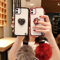 

Golden Foil Fur Ball Strap Retro Marble Girls Special Cellphone Case For Iphone 7Plus