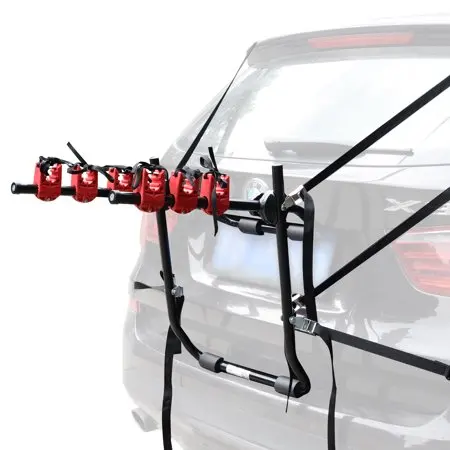 

Portable car truck SUV rear mounted bike hitch rack bicycle carrier for 3 bikes, Blake with red