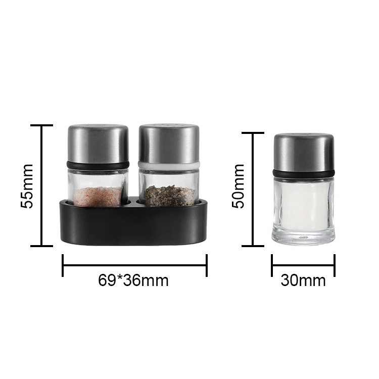

Wholesale BBQ Tools Mini spice jar shakers clear custom salt pepper herb and spice shaker bottle set with plastic base, Customer requested