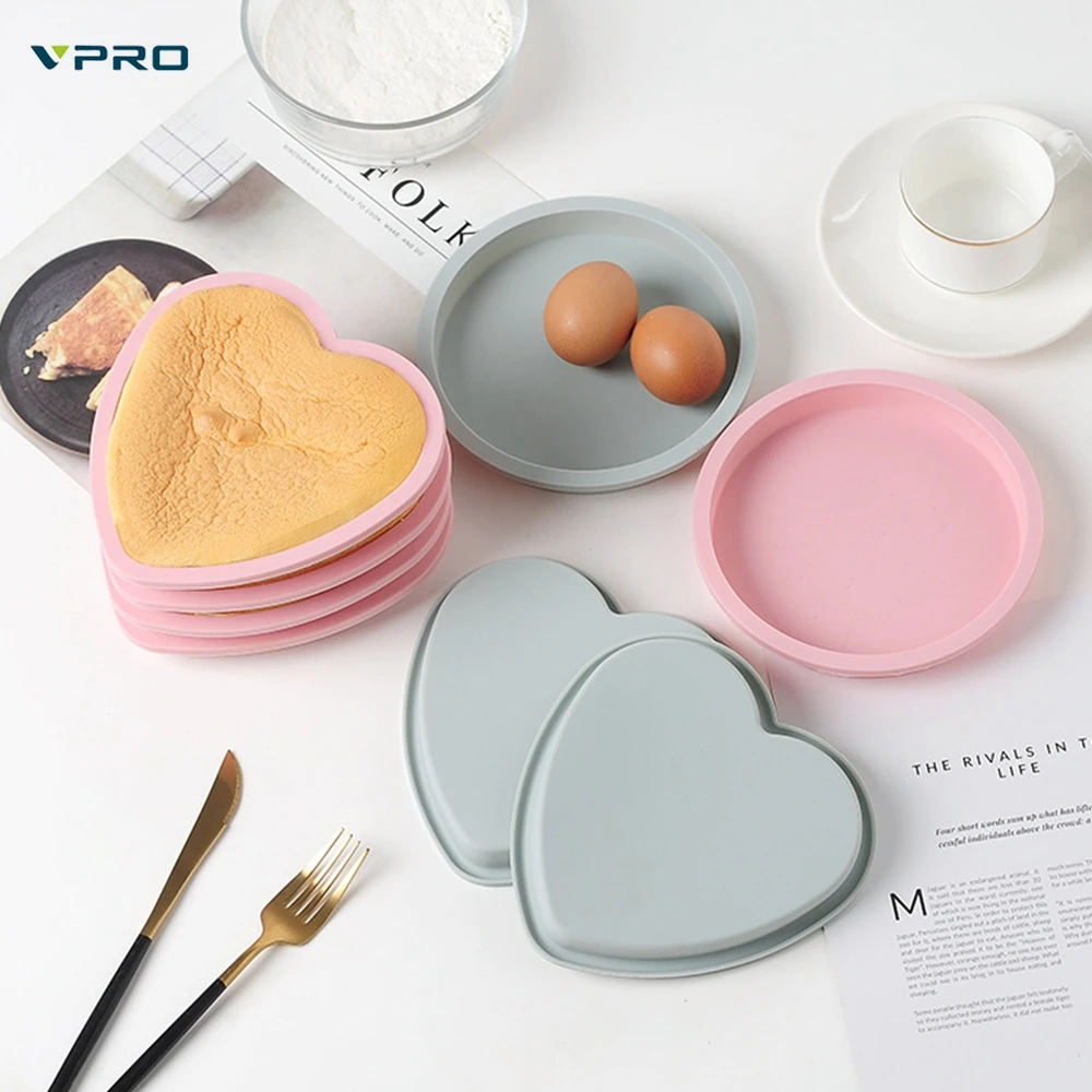 

Food grade silicone Heart shape round shape cavity round cake pan Scone baking tools and supplies cake mold