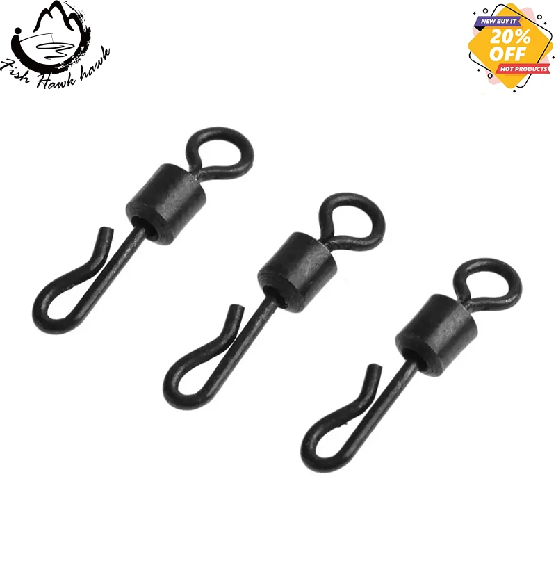 

Bearing Swivel Fishing Connector Q-Shaped Quick Change Swivels For Carp Fishing Terminal Tackle Accessories, Black nickel or white nickel