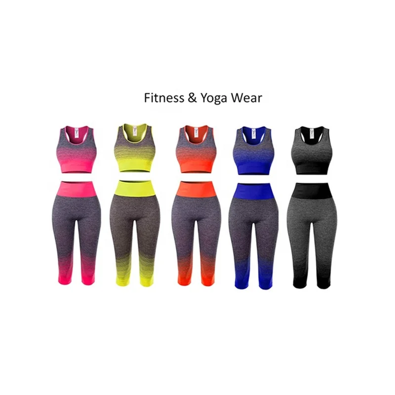 

Ladies ombre 2 piece fitness wear yoga set women sports clothes fitness gym workout active wear set