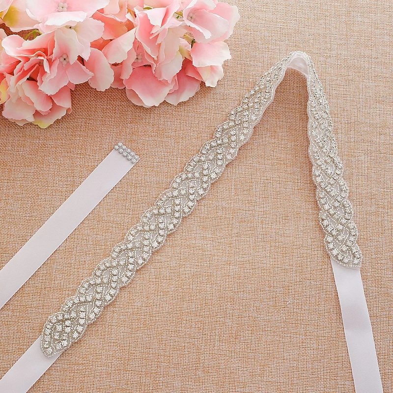 

Trendy Female Prom Accessories Hot Sale Customized Elegant Belt Crystal Rhinestone Applique Trim