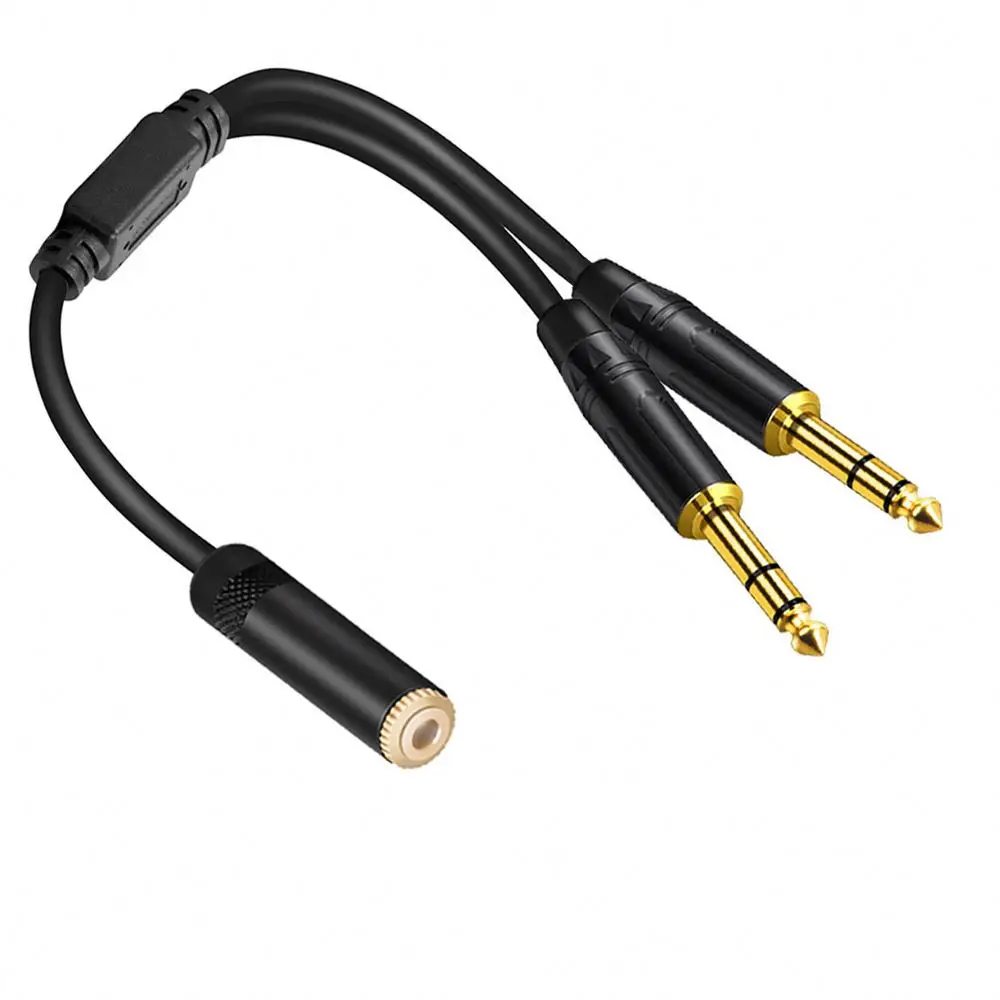 

Audio Cable 3.5mm to Double 6.35mm Aux Cable 2 mono 6.5 Jack to 3.5 female for Phone to Mixer Amplifier 6.35 Adapter, Black