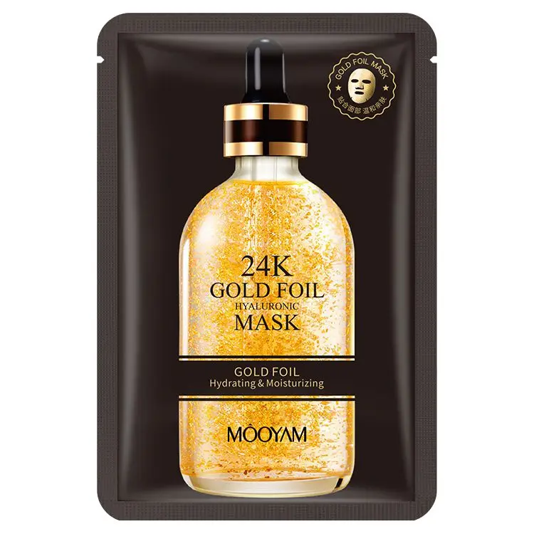 

Private Label Organic Korean Face Skin Care Sheet Face Mask Mascarillas Faciales Coreanas 24K Gold Foil Hyaluronic Facial Mask