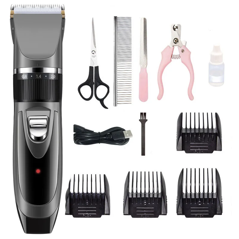 

professional Cleaning & Grooming Product Kit Electric Claw Care Pet Shaver Rechargeable cordless pet hair cut clipper trimmer, Gray,gold