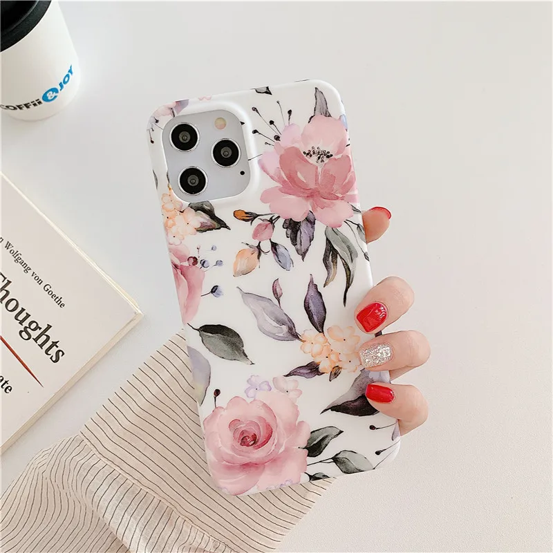

Retro literary flowers leaves full body Back Shell suitable phone case for iPhone 11 11 Pro Max XS Max X XR 8, Colors
