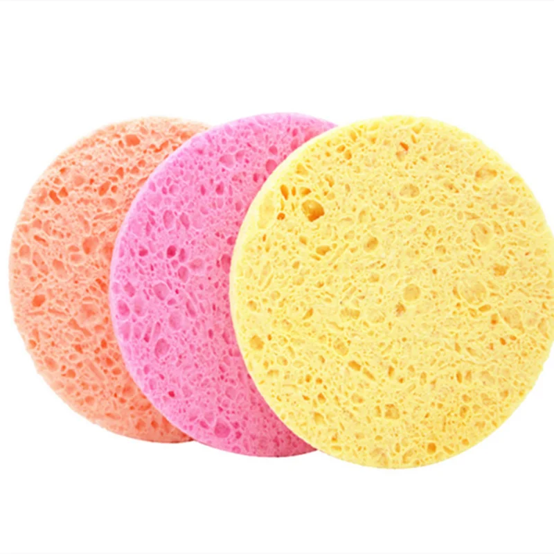 

Nautral Round Compressed Woodpulp soft Sponge Facial cleaning cellulose sponge, Customized color