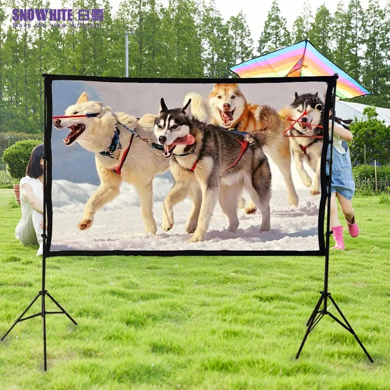 

SNOWHITE  folding cinema screen price outdoor movie projector and screen portable simple tripod projection screen