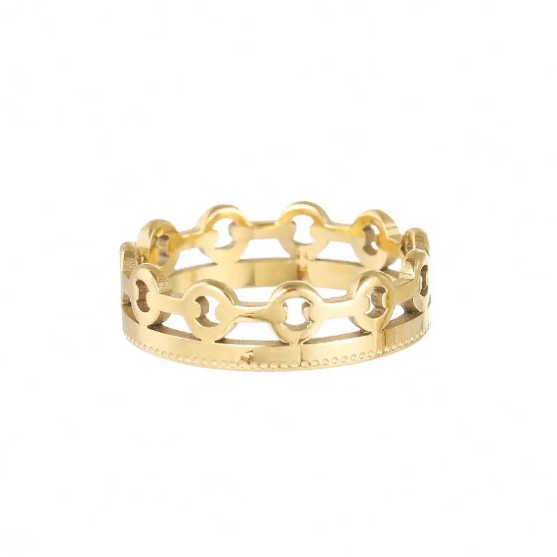 

Manufacturer Supplier 14K Gold Plated Stainless Steel Hot Design Ladies Vintage Crwon Ring