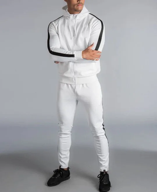 New Fashion Autumn Winter Football Slim Fit Drawstring Hood Contrast