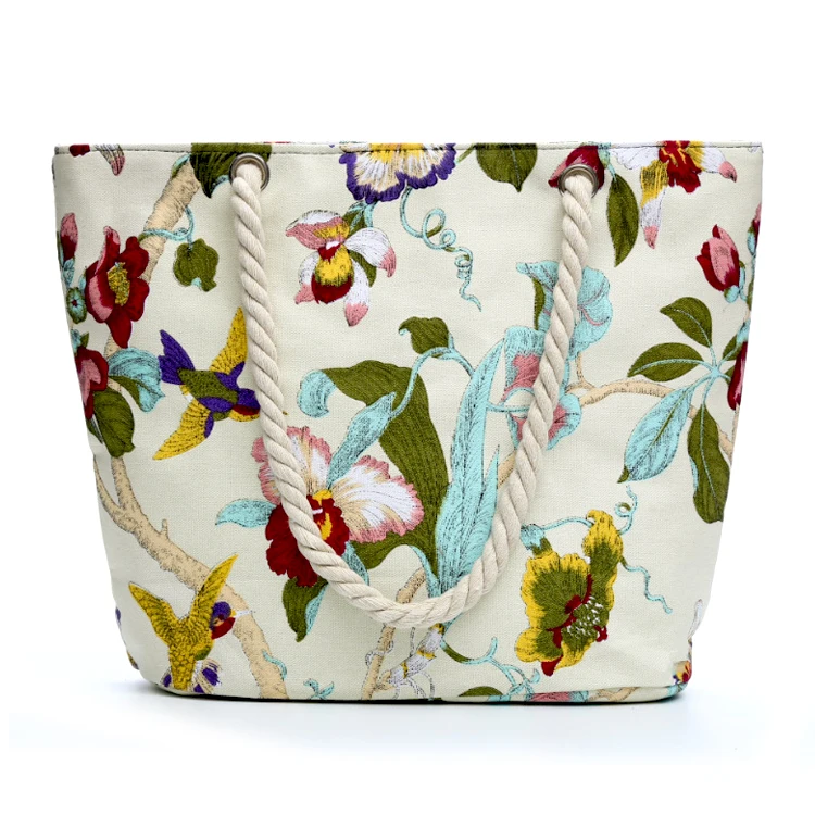 

Wholesale cotton tote bags with custom printed logo canvas tote bag, Flower