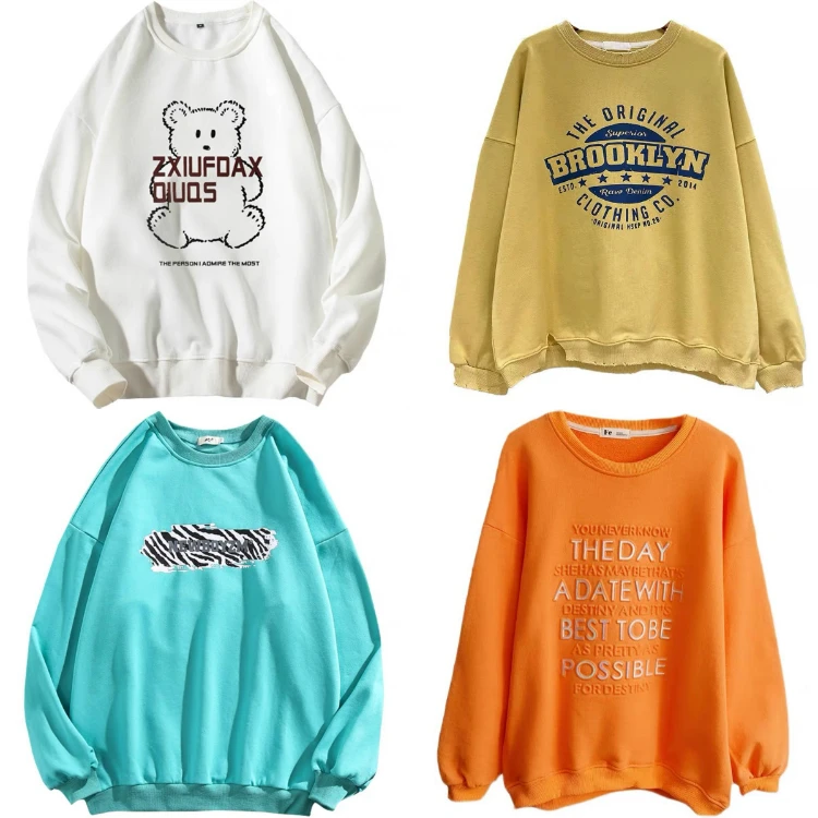 

2021 hot sale autumn and winter print plus velvet women's round neck pullover