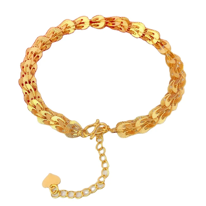 

Sand Gold Hot Selling Live Explosion Long-Lasting Colorless Jewelry Brass Plated 24K Gold Phoenix Tail Scale Bracelet