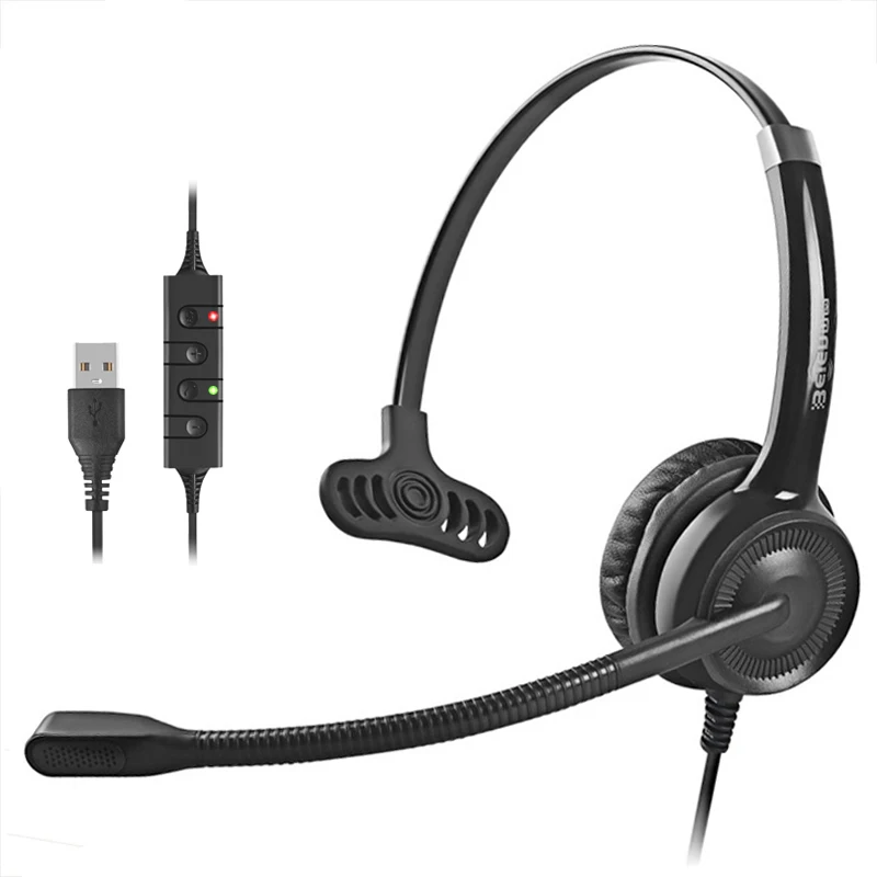 

Professional One Side Call Center Headset Wired Computer Headphones With Noise Cancelling Microphone USB For Office/Airline