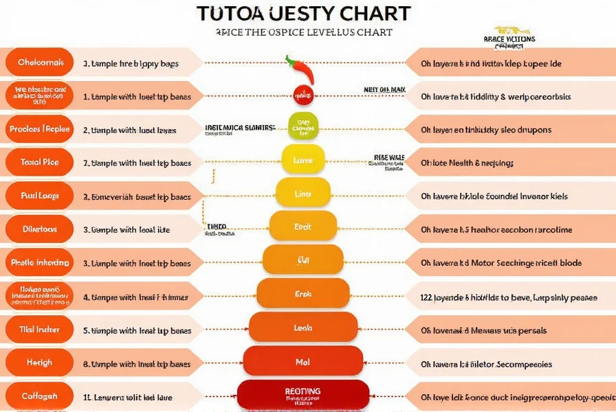 Spicy level chart showing different chili peppers and their heat levels