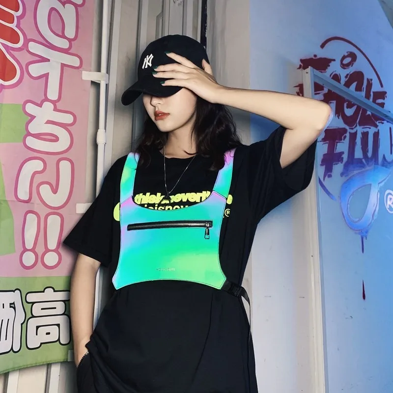 

Fashion Streetwear Outdoor Multi-functional Men Women Mobile Phone Chest Rig Vest Bag for Running Camping, Black,silver;blue;grey