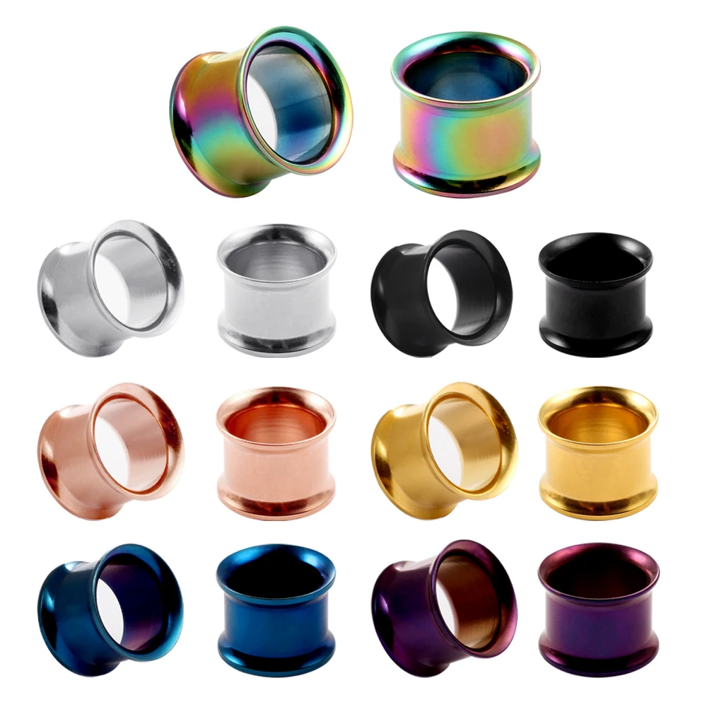 

316L stainless steel double flare ear plug Ear Weights Ear Plug Flesh Tunnels Body Piercings Jewelry with Dangles, Steel gold rose gold black