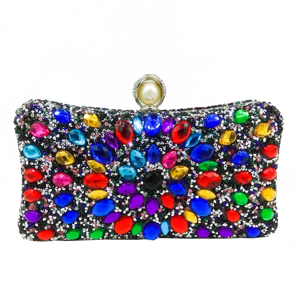 

Custom ladies rhinestone heart shaped clutch crystal evening bag