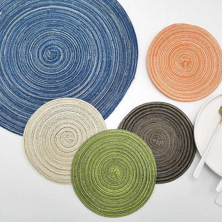 

Japanese Style heat-resistant reusable kitchen macrame jute round placemat table mat for restaurant, Color card