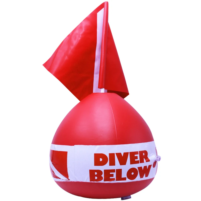 

High Visible Durable Portable Diving Inflatable Float Signal Floater Buoy Bal with Dive Flag, Neon orange