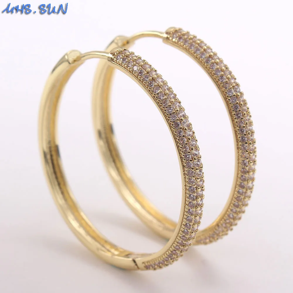 

MHS.SUN Vintage Women Zircon Hoop Earrings Fashion Gold Girls Loop Earrings With CZ Paved Ear Jewelry Wholesale Price