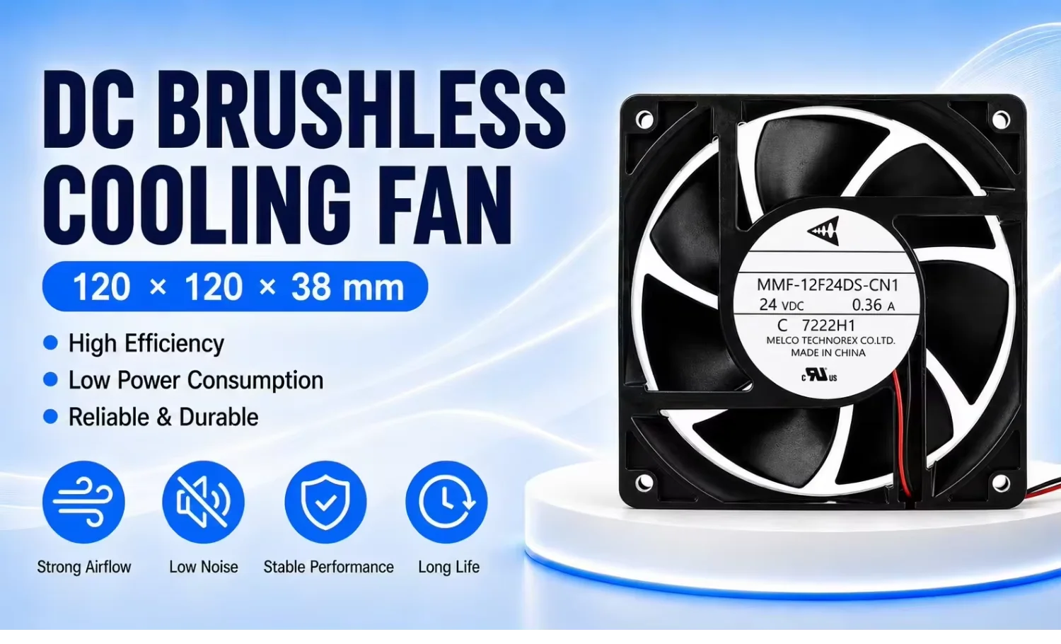 Mmf-12f24ds-cn1 Axial Fan, MELCO, TECHNOREX, 24VDC, 12CM - detail 4