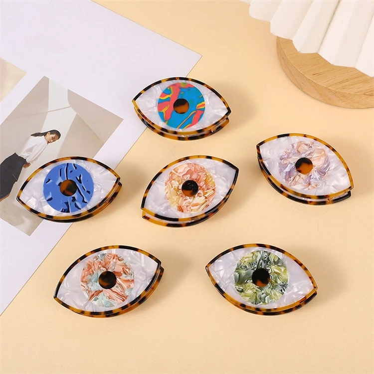 

New design france Acetic Acid Hair claw clips big eyes hair clip claw fashion 7.8cm acetate hair claw clips wholese