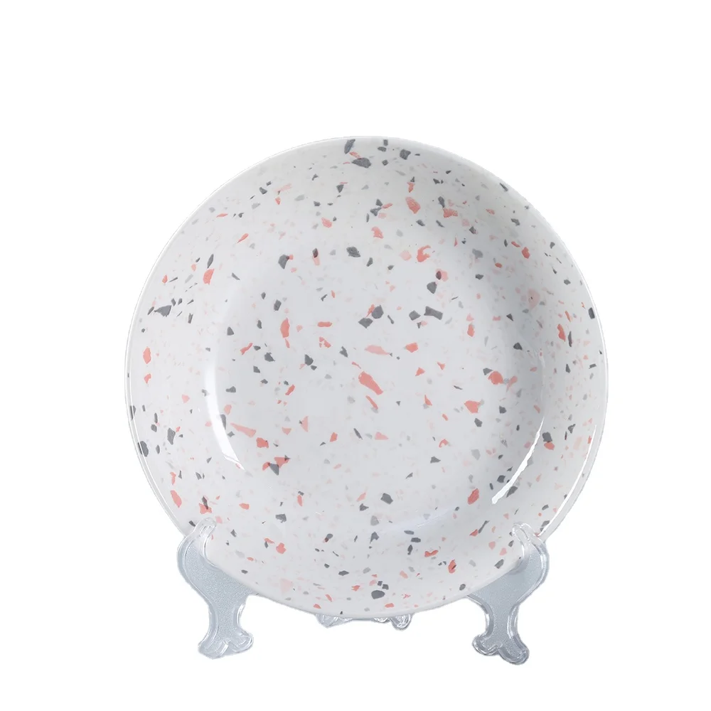 

Uganda Market Colorful  Round Porcelain Flat Moon Plate, Decal