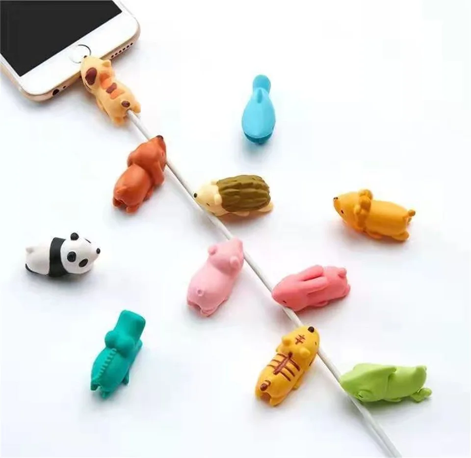 

Cartoon USB Charger Cable Bite Protector Silicone Rubber Phone Cable Charger Protector, As picture