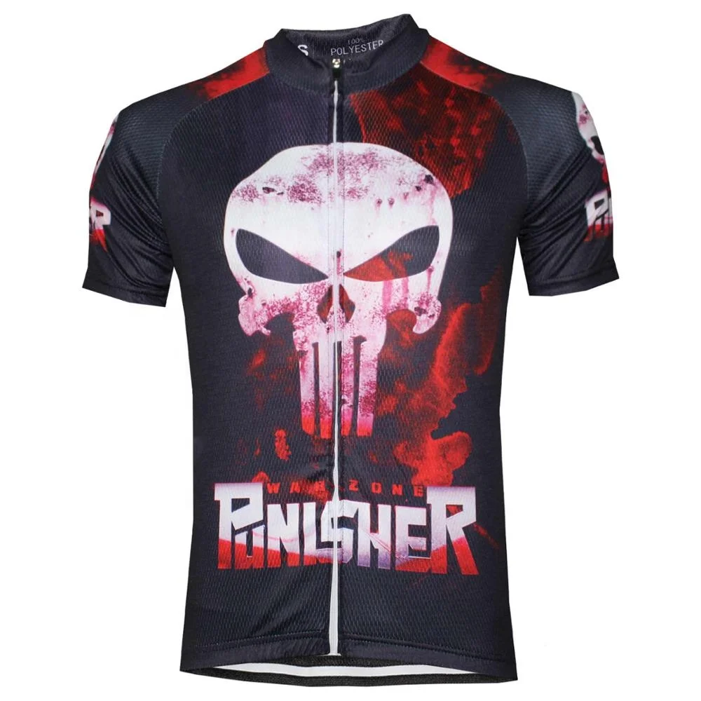 

HIRBGOD TYZ145-01 popular Skull punisher cycle men's short sleeve bike jersey Comfortable cycling jersey Plus Size cycling wear