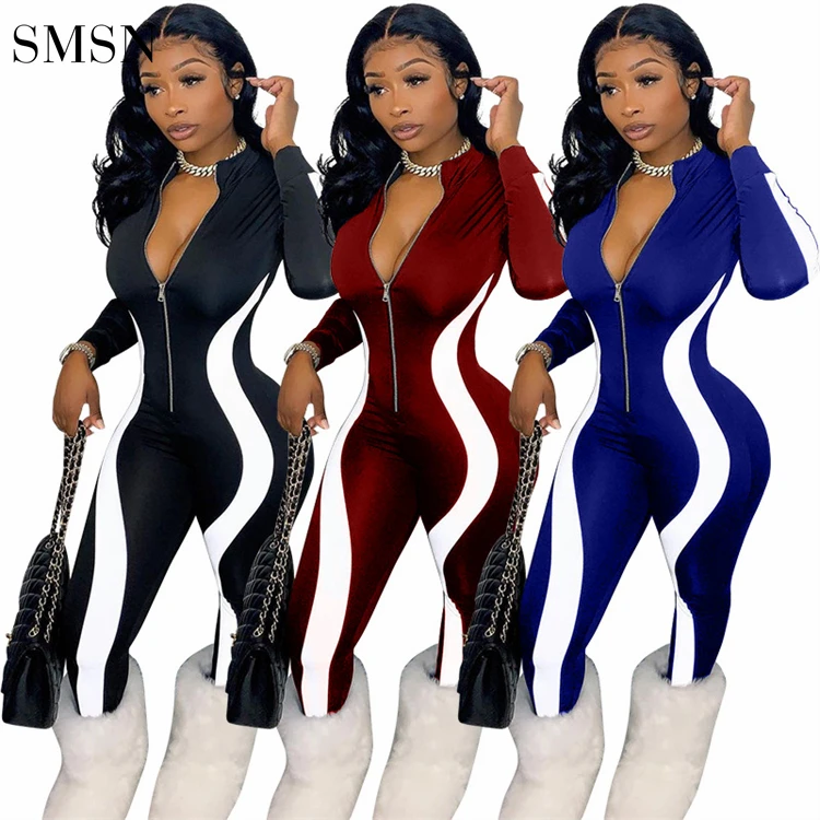 

New Trendy Printing Zipper Long Sleeve Bodysuit One Piece Yoga Wear Women Jumpsuits And Rompers Sexy Jumpsuits For Women