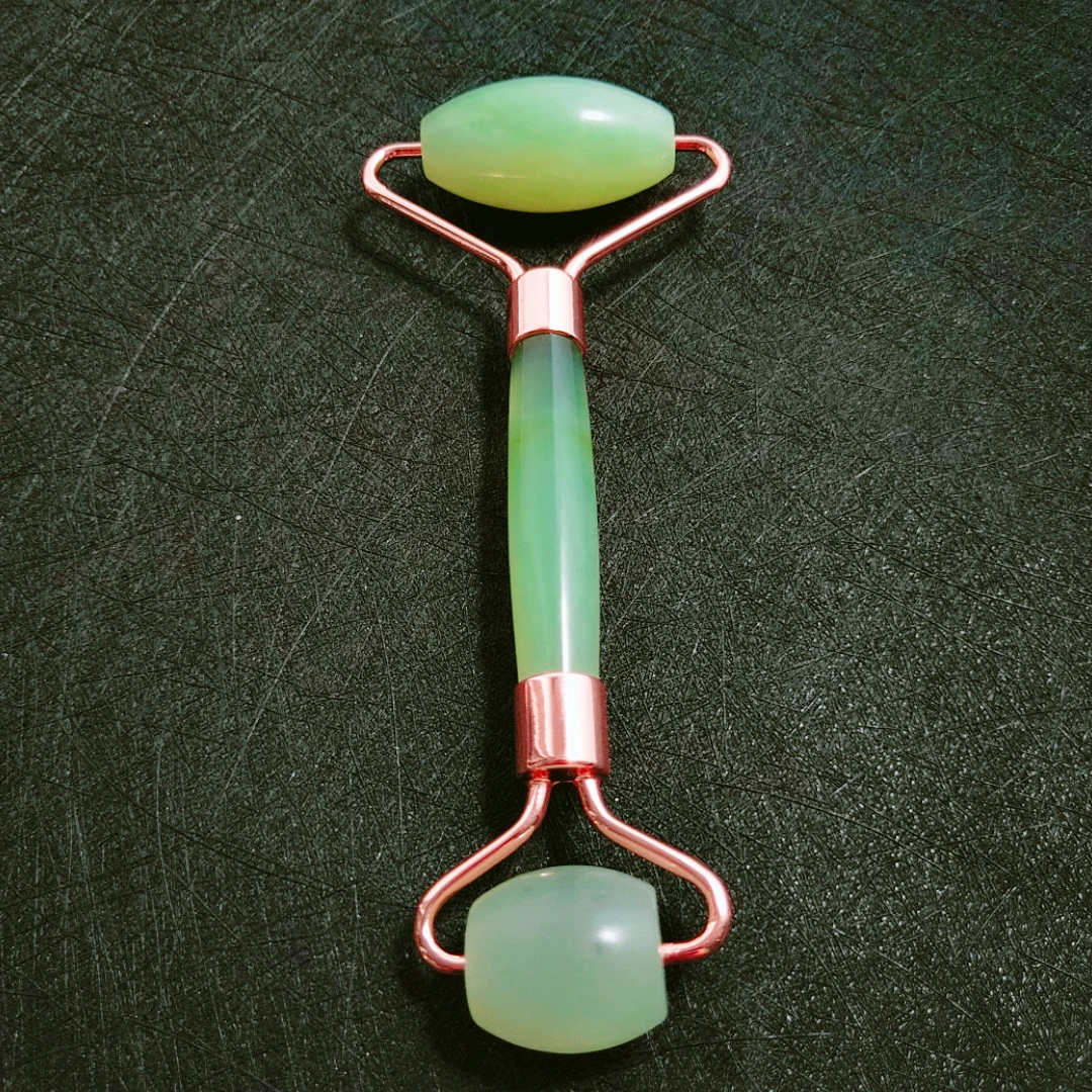 

Face Facial Roller Massager + Gua Sha Board Set 100% Natural xiuyan jade Jade Stone Crystal.