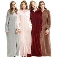 

HSZ RR1916 Women Bathrobe female winter long robe pajamas ladies nightwear girl cozy Hooded sleepwear wholesale flannel